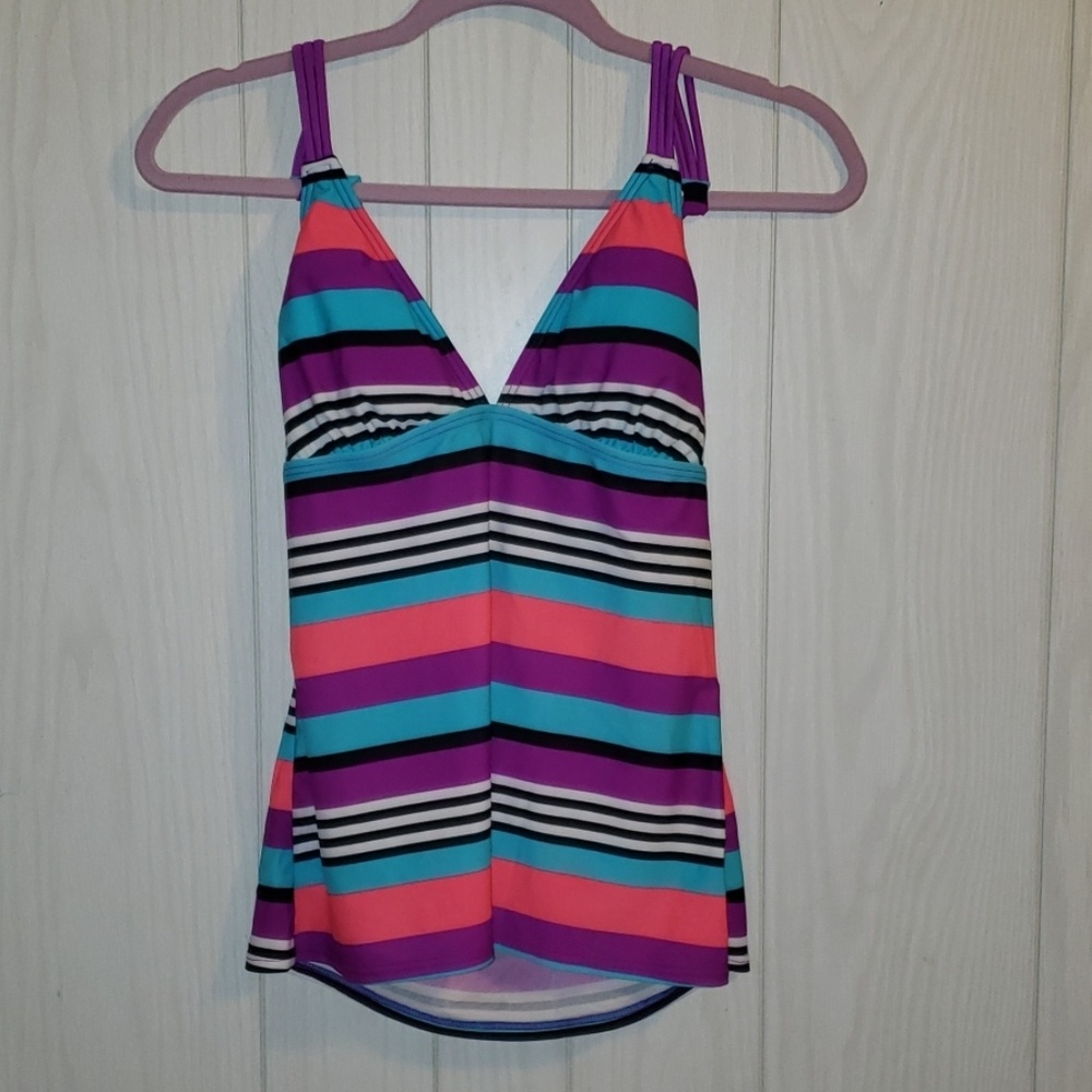 Striped halter swimsuit top